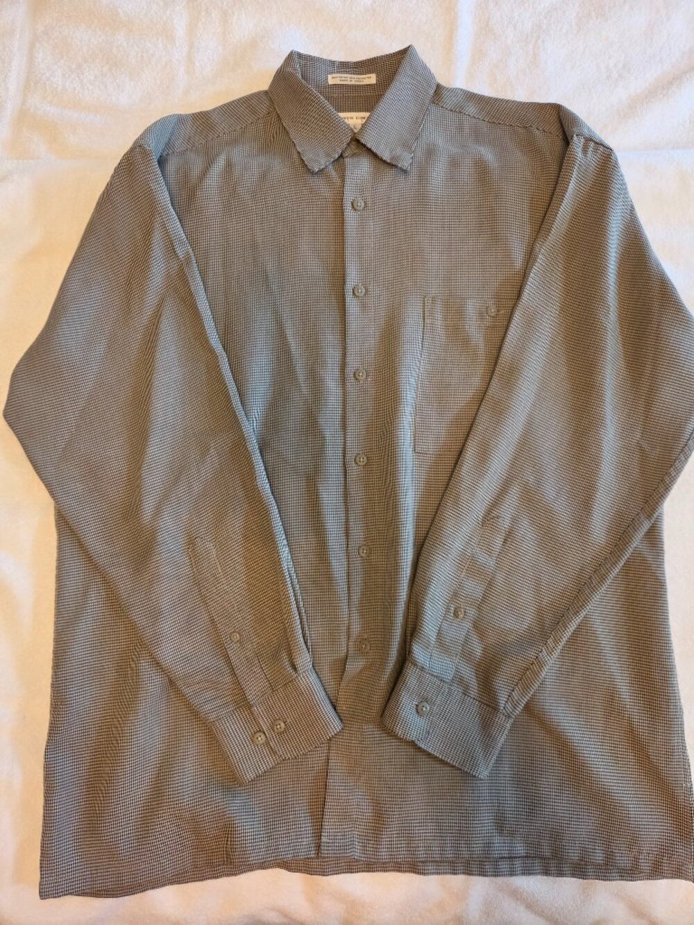Pierre Cardin Dress Shirt Mens Large Brown/ Beige Rayon Blend Long Sleeve
